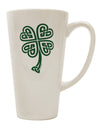 Stylish Celtic Knot 4 Leaf Clover St Patricks 16 Ounce Conical Latte Coffee Mug - Perfect for Beverage Enthusiasts-Conical Latte Mug-TooLoud-White-Davson Sales