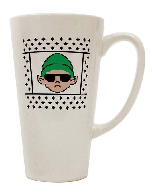 Stylish Elf Christmas Sweater 16 Ounce Conical Latte Coffee Mug - Perfect for Beverage Enthusiasts-Conical Latte Mug-TooLoud-White-Davson Sales