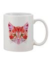 Stylish Geometric Kitty Red Printed 11 oz Coffee Mug - TooLoud-11 OZ Coffee Mug-TooLoud-White-Davson Sales