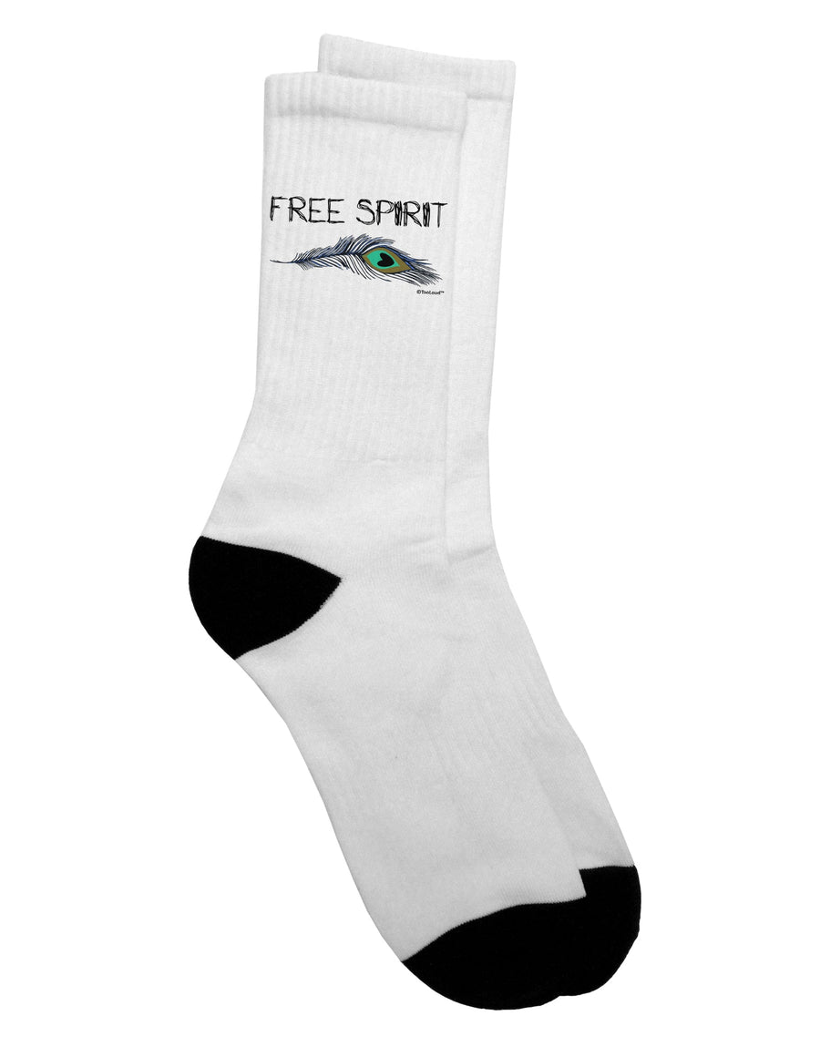 Stylish Graphic Feather Design - Premium Free Spirit Adult Crew Socks - by TooLoud-Socks-TooLoud-White-Ladies-4-6-Davson Sales