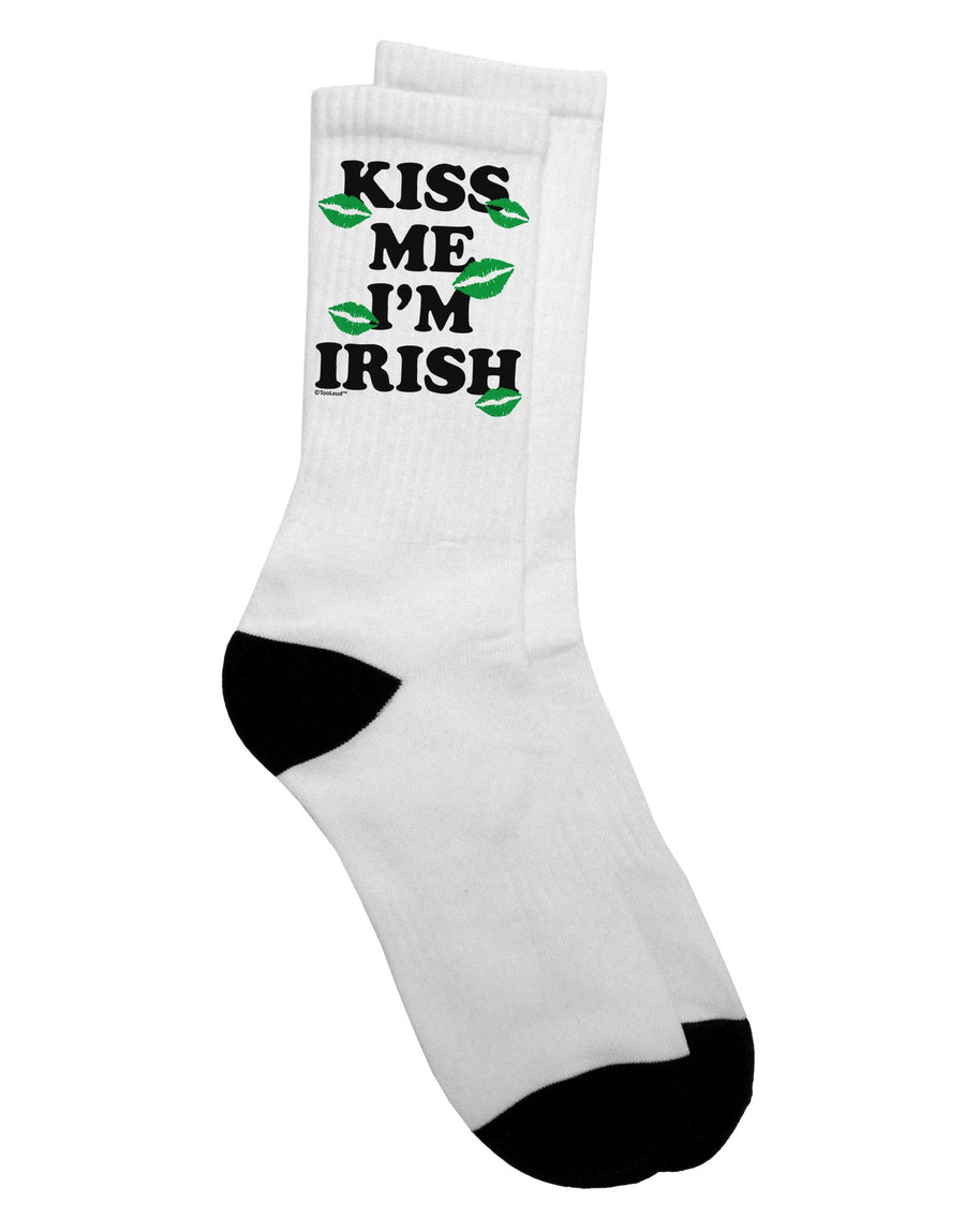 Stylish Green Kisses Adult Crew Socks - Perfect for Celebrating Irish Heritage, by TooLoud-Socks-TooLoud-White-Ladies-4-6-Davson Sales