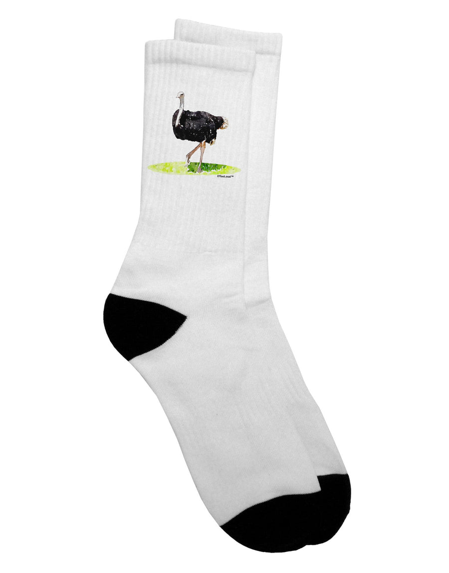 Stylish Ostrich Watercolor Adult Crew Socks - TooLoud-Socks-TooLoud-White-Ladies-4-6-Davson Sales