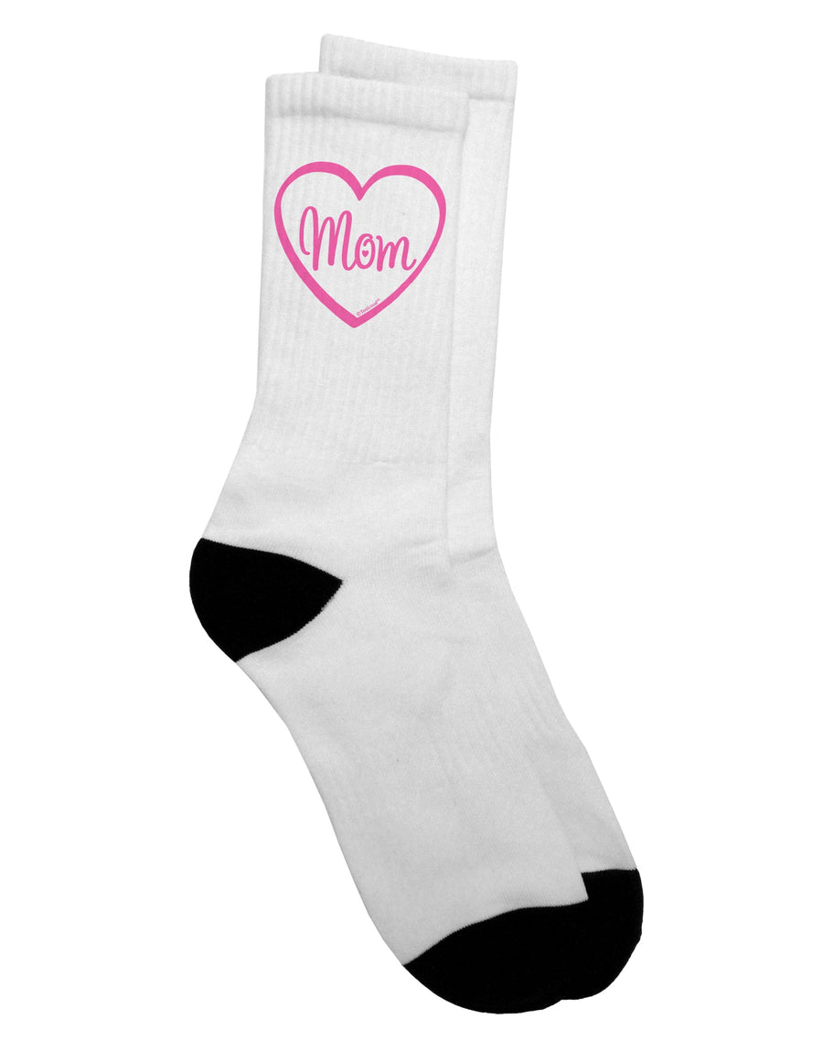 Stylish Pink Adult Crew Socks with Mom Heart Design - TooLoud-Socks-TooLoud-White-Ladies-4-6-Davson Sales