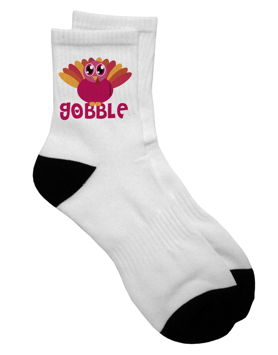 Stylish Pink Adult Short Socks with Adorable Gobble Turkey Design - TooLoud-Socks-TooLoud-White-Ladies-4-6-Davson Sales