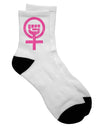 Stylish Pink Distressed Feminism Symbol Adult Short Socks - TooLoud-Socks-TooLoud-White-Ladies-4-6-Davson Sales