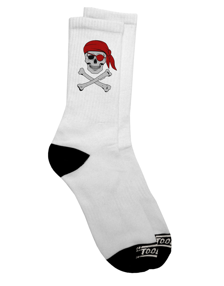 Stylish Pirate Skull Crew Socks for Adults - TooLoud-Socks-TooLoud-White-Ladies-4-6-Davson Sales