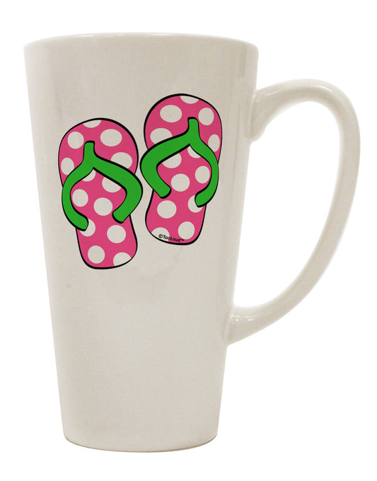 Stylish Polka Dot Flip Flops - Vibrant Pink and Green 16 Ounce Conical Latte Coffee Mug - TooLoud-Conical Latte Mug-TooLoud-White-Davson Sales