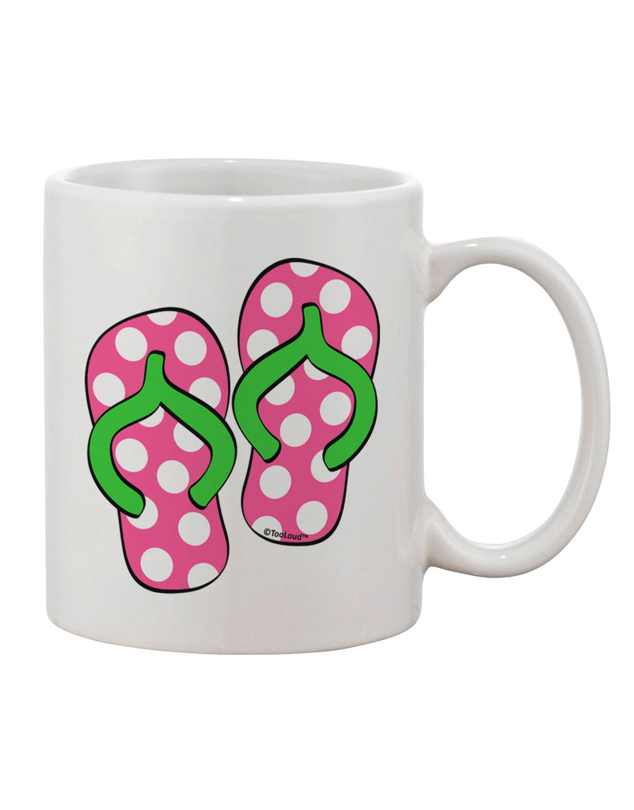 Stylish Polka Dot Flip Flops - Vibrant Pink and Green Printed 11 oz Coffee Mug - TooLoud-11 OZ Coffee Mug-TooLoud-White-Davson Sales