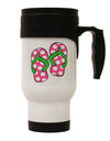 Stylish Polka Dot Flip Flops - Vibrant Pink and Green Stainless Steel 14 OZ Travel Mug - TooLoud-Travel Mugs-TooLoud-White-Davson Sales