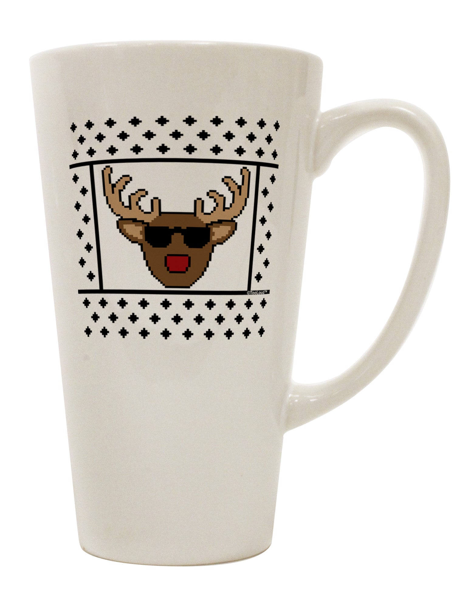 Stylish Rudolph Sweater 16 Ounce Conical Latte Coffee Mug - Perfect for Beverage Enthusiasts-Conical Latte Mug-TooLoud-White-Davson Sales