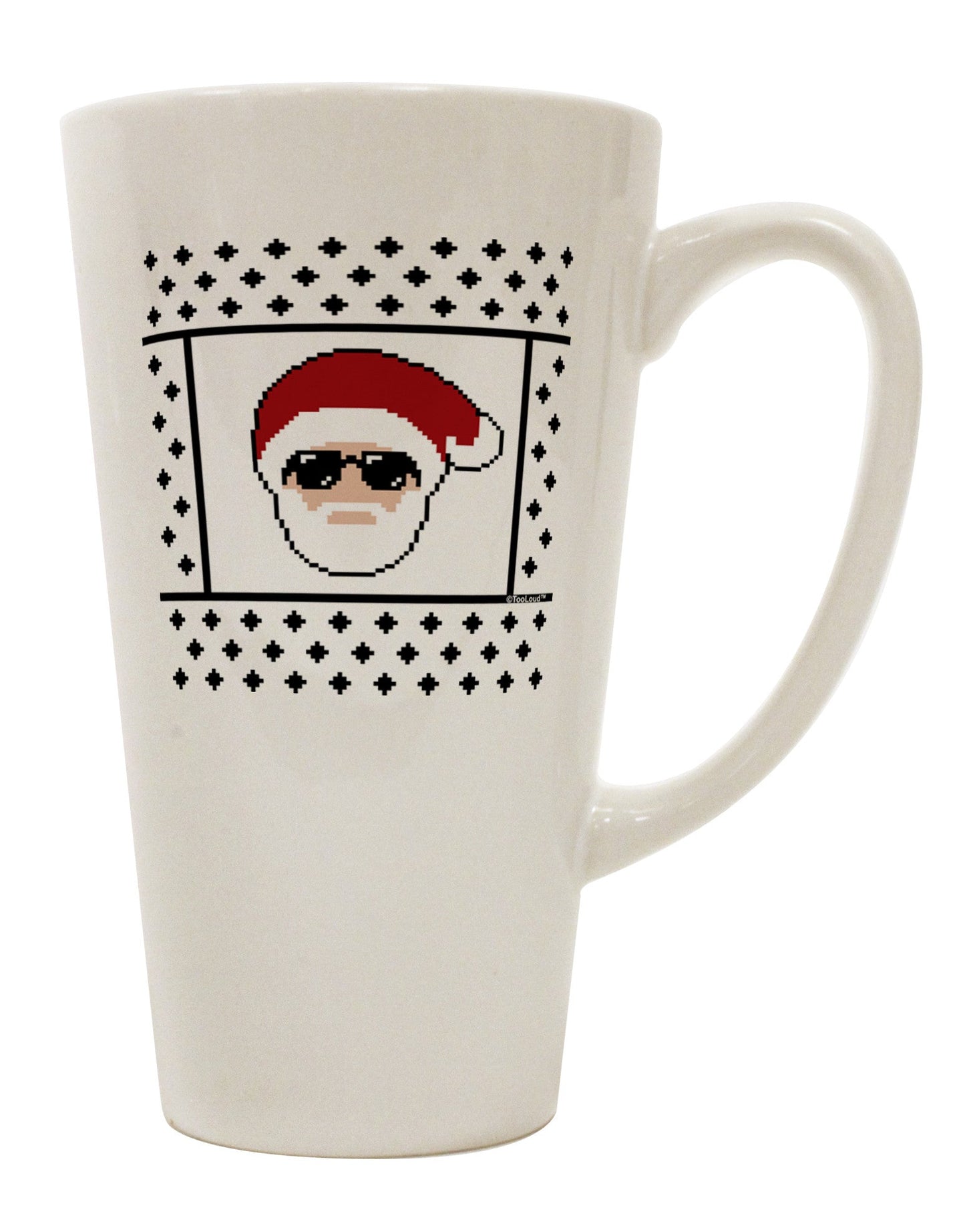 Stylish Santa Christmas Sweater 16 Ounce Conical Latte Coffee Mug - TooLoud-Conical Latte Mug-TooLoud-White-Davson Sales