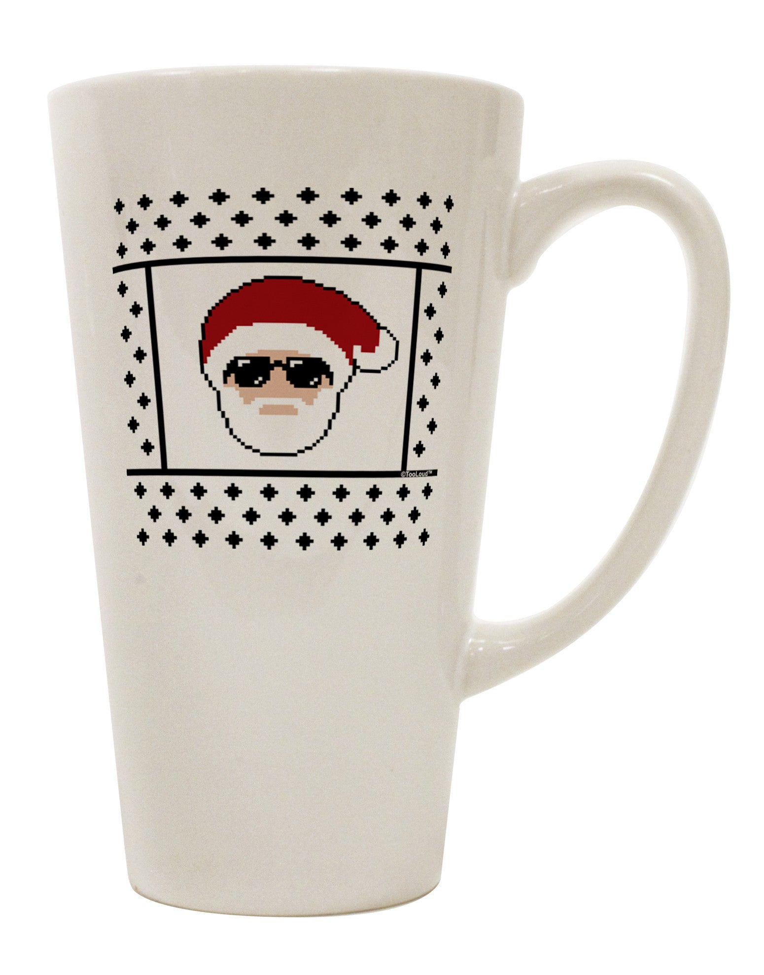Stylish Santa Christmas Sweater 16 Ounce Conical Latte Coffee Mug - TooLoud-Conical Latte Mug-TooLoud-White-Davson Sales