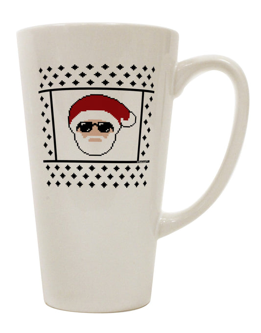 Stylish Santa Christmas Sweater 16 Ounce Conical Latte Coffee Mug - TooLoud-Conical Latte Mug-TooLoud-White-Davson Sales