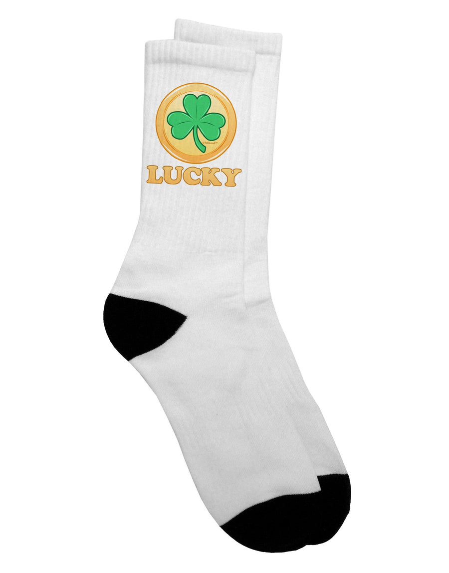 Stylish Shamrock Button - Fortunate Adult Crew Socks - by TooLoud-Socks-TooLoud-White-Ladies-4-6-Davson Sales