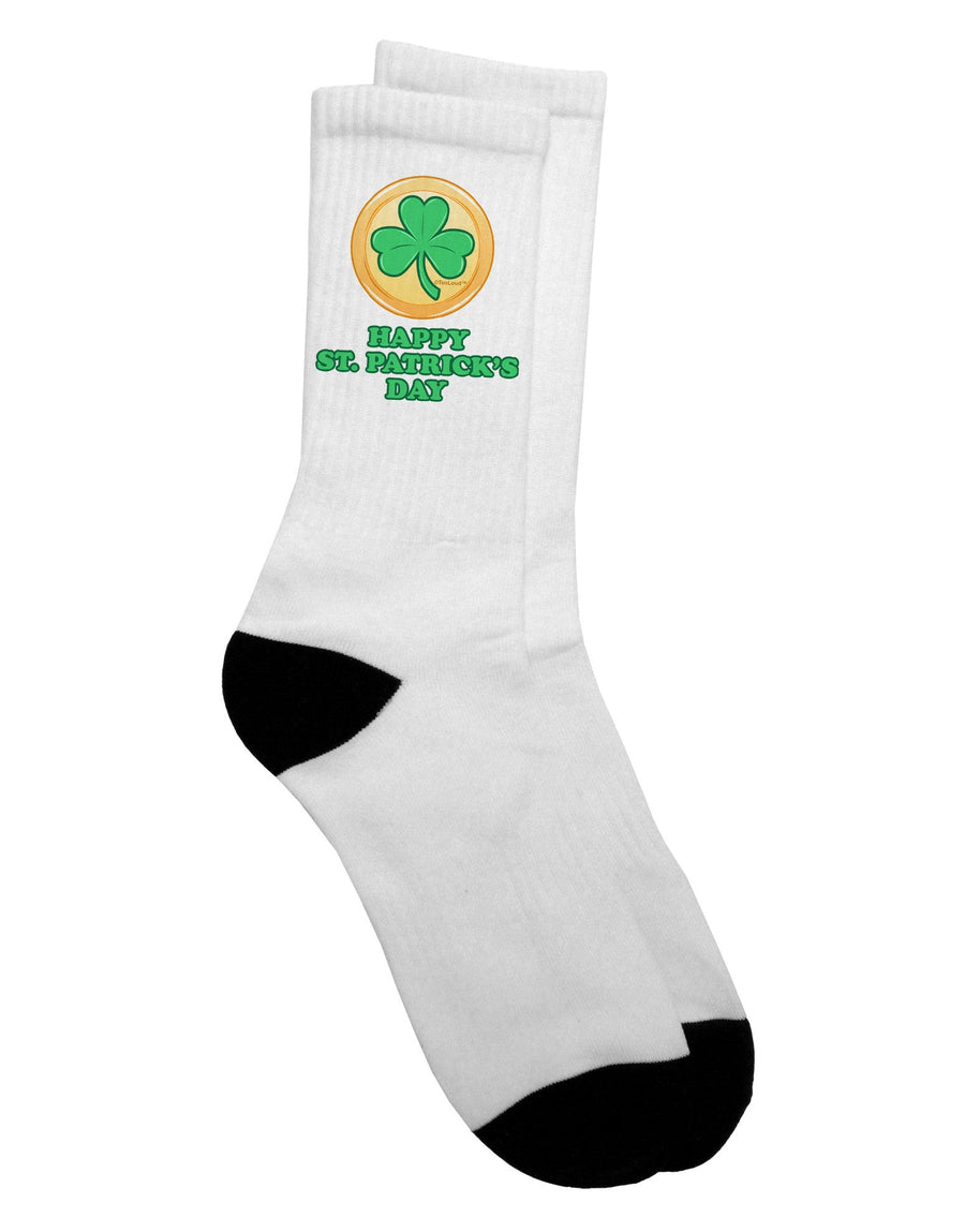 Stylish Shamrock Button - Premium St Patrick's Day Adult Crew Socks - by TooLoud-Socks-TooLoud-White-Ladies-4-6-Davson Sales