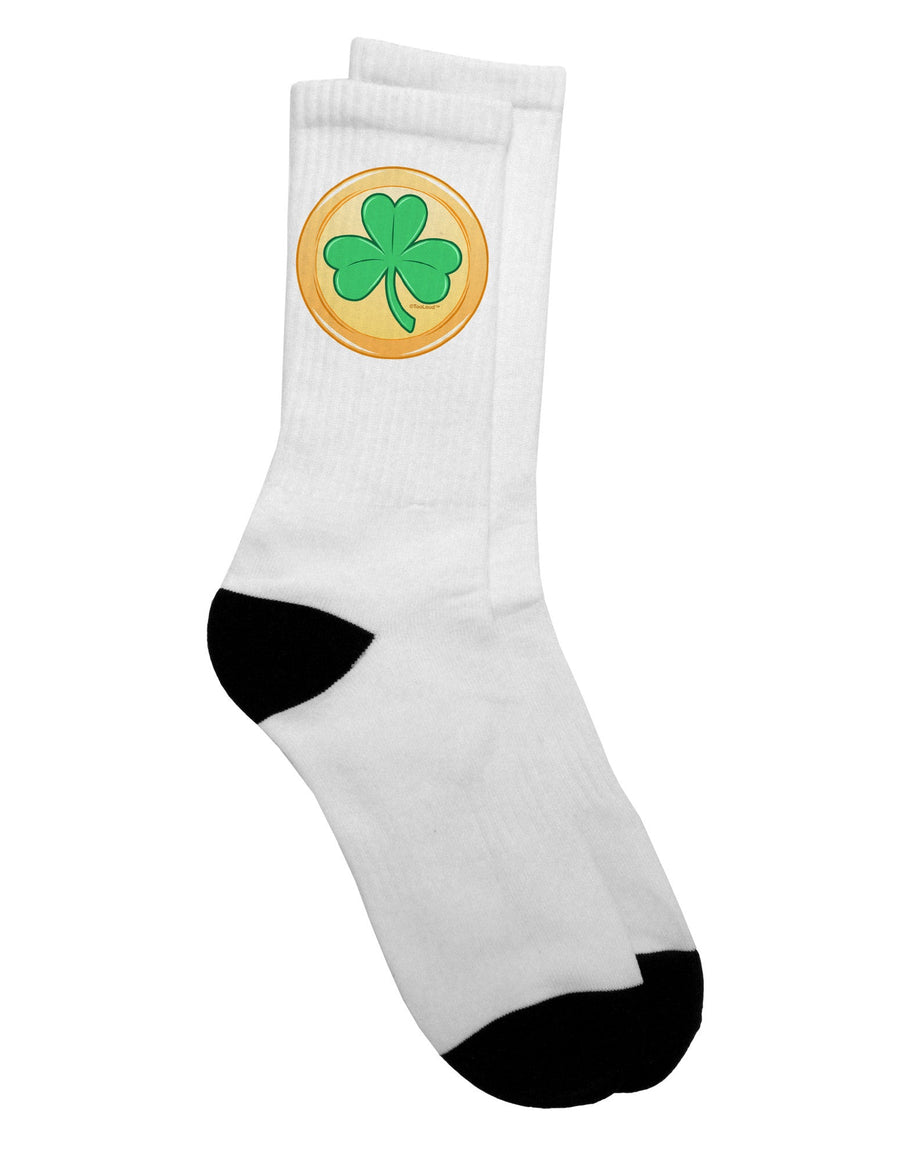 Stylish Shamrock Button Vector Design Crew Socks for Adults - by TooLoud-Socks-TooLoud-White-Ladies-4-6-Davson Sales