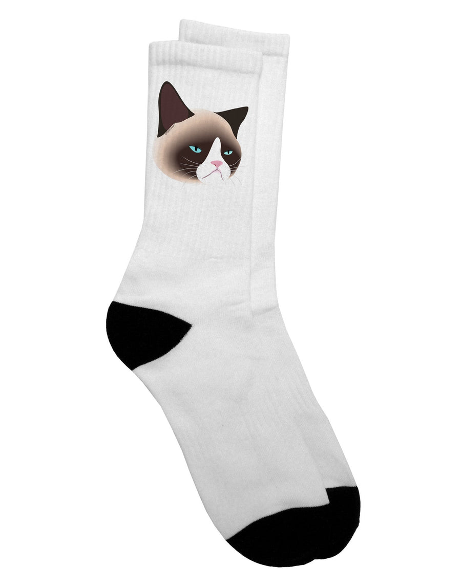 Stylish Siamese Cat Adult Crew Socks - A Perfect Blend of Cuteness and Attitude - TooLoud-Socks-TooLoud-White-Ladies-4-6-Davson Sales