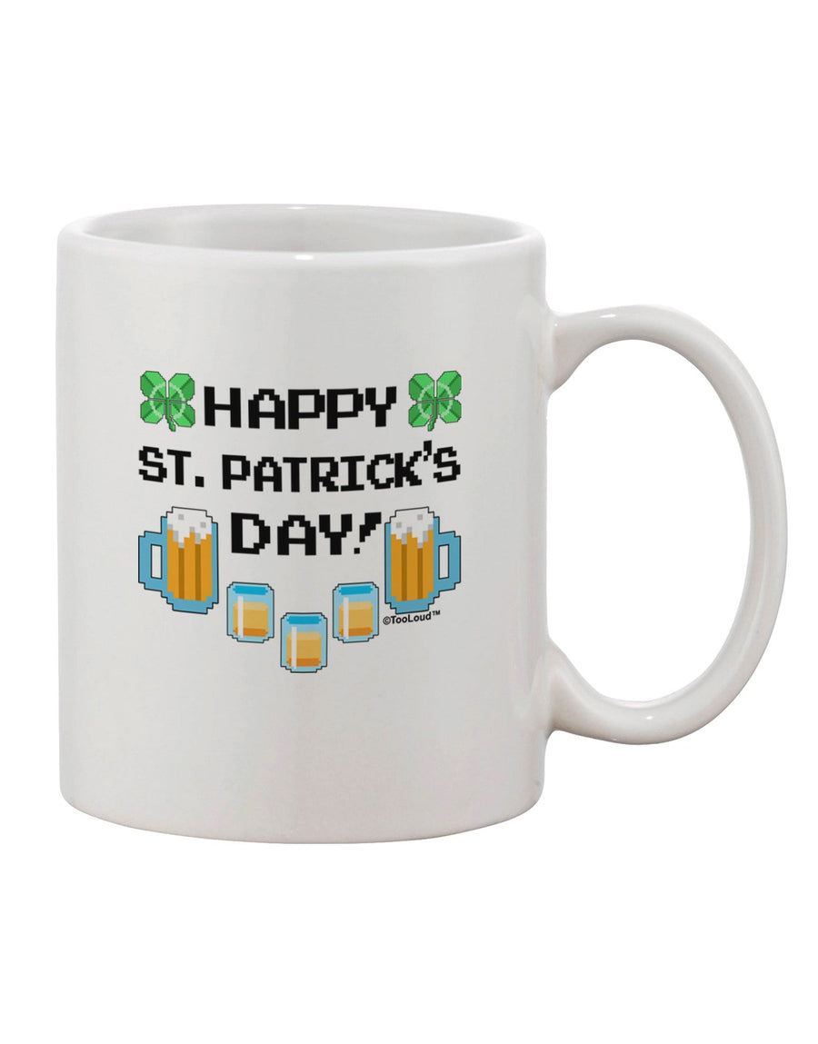 Stylish St. Patrick's Day 11 oz Coffee Mug - Perfect for Pixel Enthusiasts TooLoud-11 OZ Coffee Mug-TooLoud-White-Davson Sales