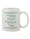 Stylish St. Patrick's Day Clovers Printed 11 oz Coffee Mug - Expertly Crafted Drinkware-11 OZ Coffee Mug-TooLoud-White-Davson Sales