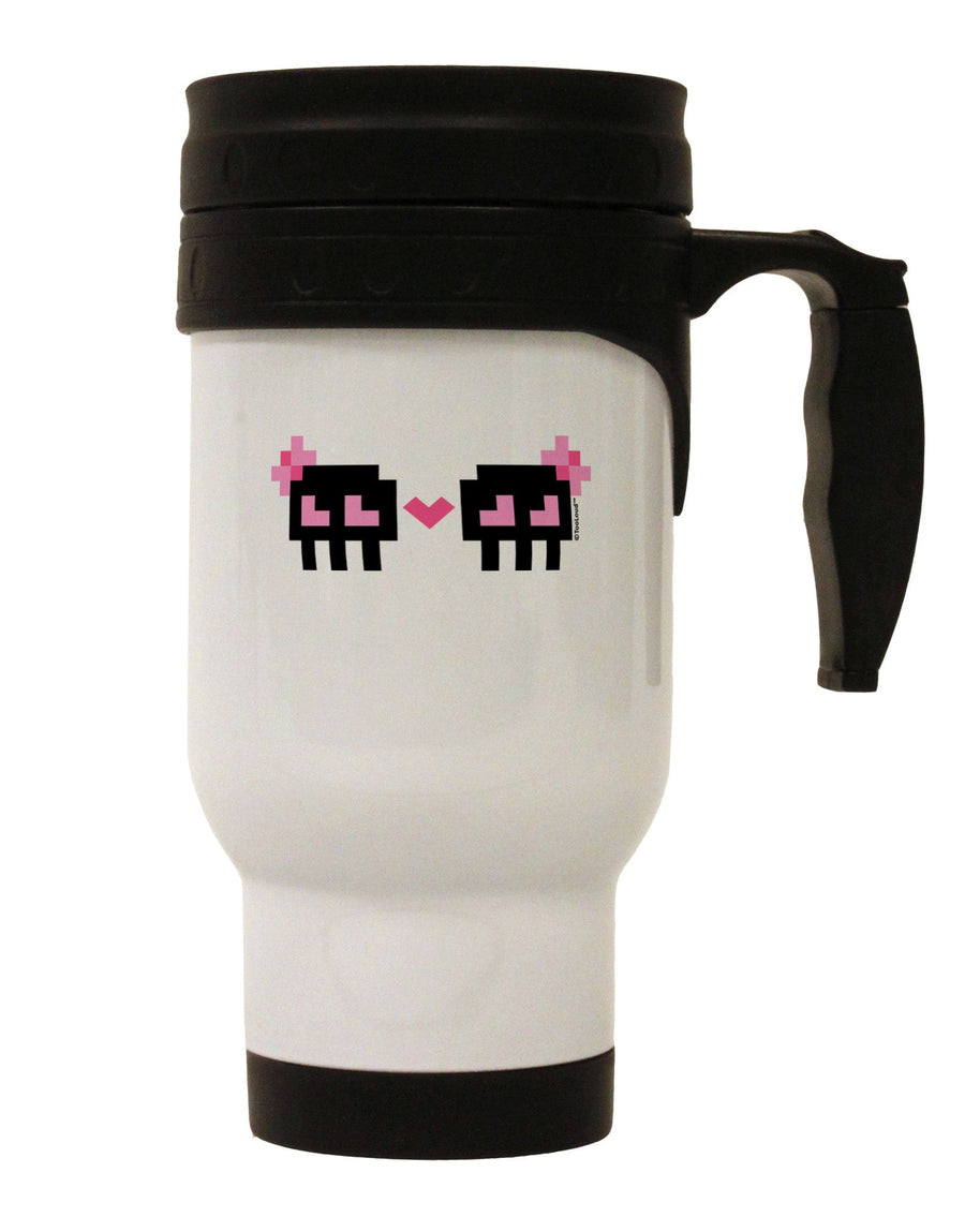 Stylish Stainless Steel 14 OZ Travel Mug - Perfect for 8-Bit Skull Love Enthusiasts - TooLoud-Travel Mugs-TooLoud-White-Davson Sales