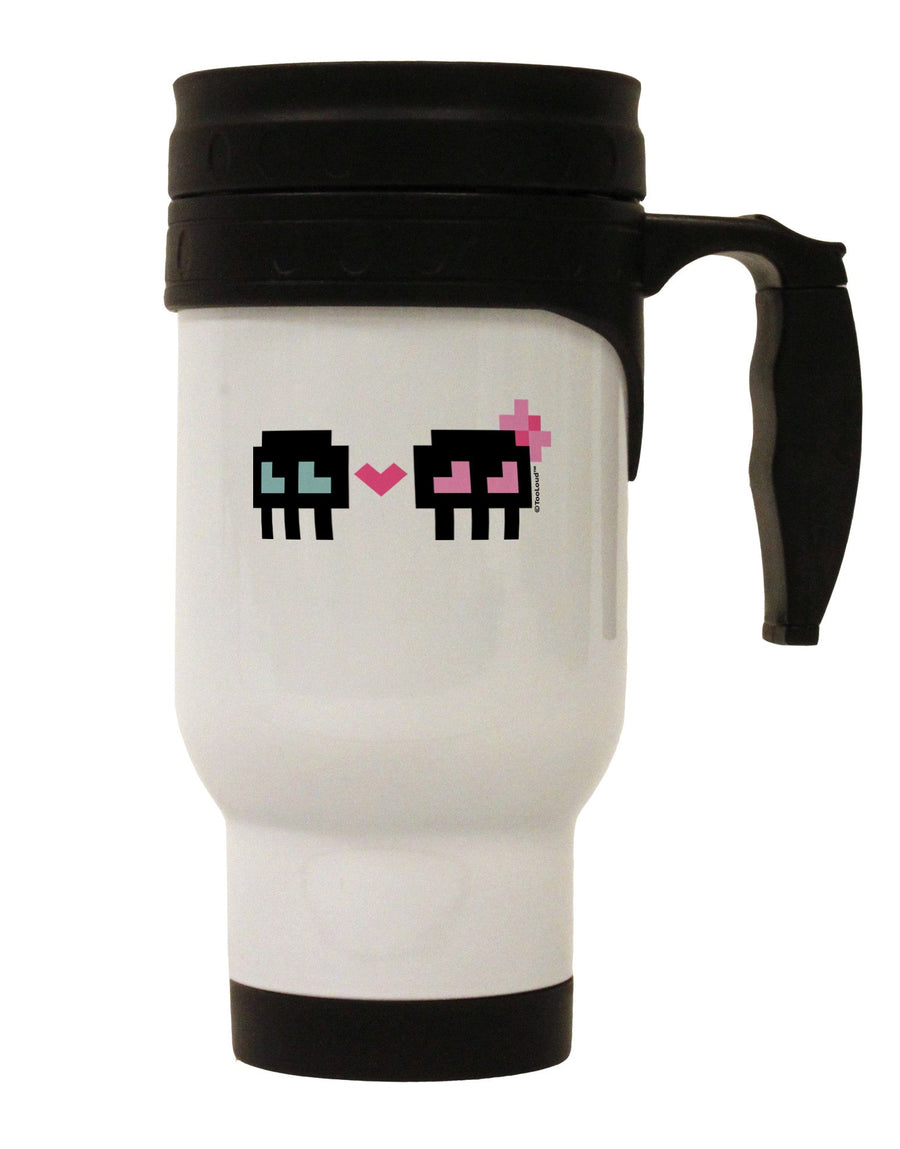 Stylish Stainless Steel Travel Mug for 8-Bit Skull Enthusiasts - Perfect for Boys and Girls - 14 OZ Capacity - TooLoud-Travel Mugs-TooLoud-White-Davson Sales