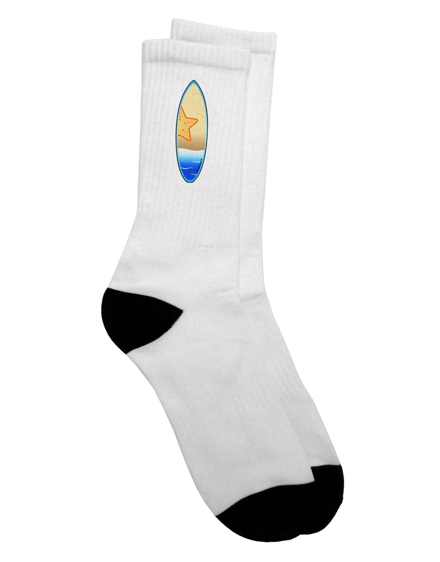 Stylish Starfish Surfboard Adult Crew Socks - A Must-Have for Every Fashion Enthusiast! - TooLoud-Socks-TooLoud-White-Ladies-4-6-Davson Sales