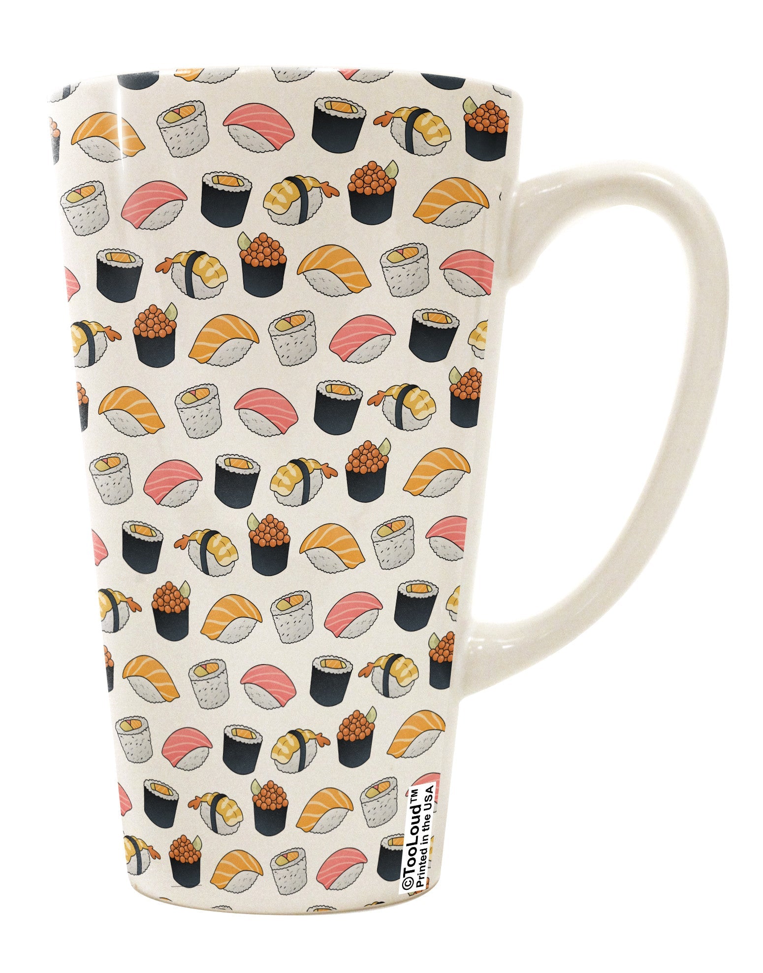 Stylish Sushi AOP 16 Ounce Conical Latte Coffee Mug - Perfect for Beverage Enthusiasts-Conical Latte Mug-TooLoud-White-Davson Sales
