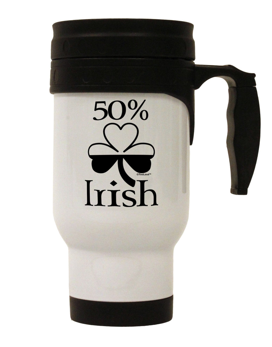 Stylishly Celebrate St. Patrick's Day with our 50% Irish Stainless Steel 14 OZ Travel Mug - TooLoud-Travel Mugs-TooLoud-White-Davson Sales