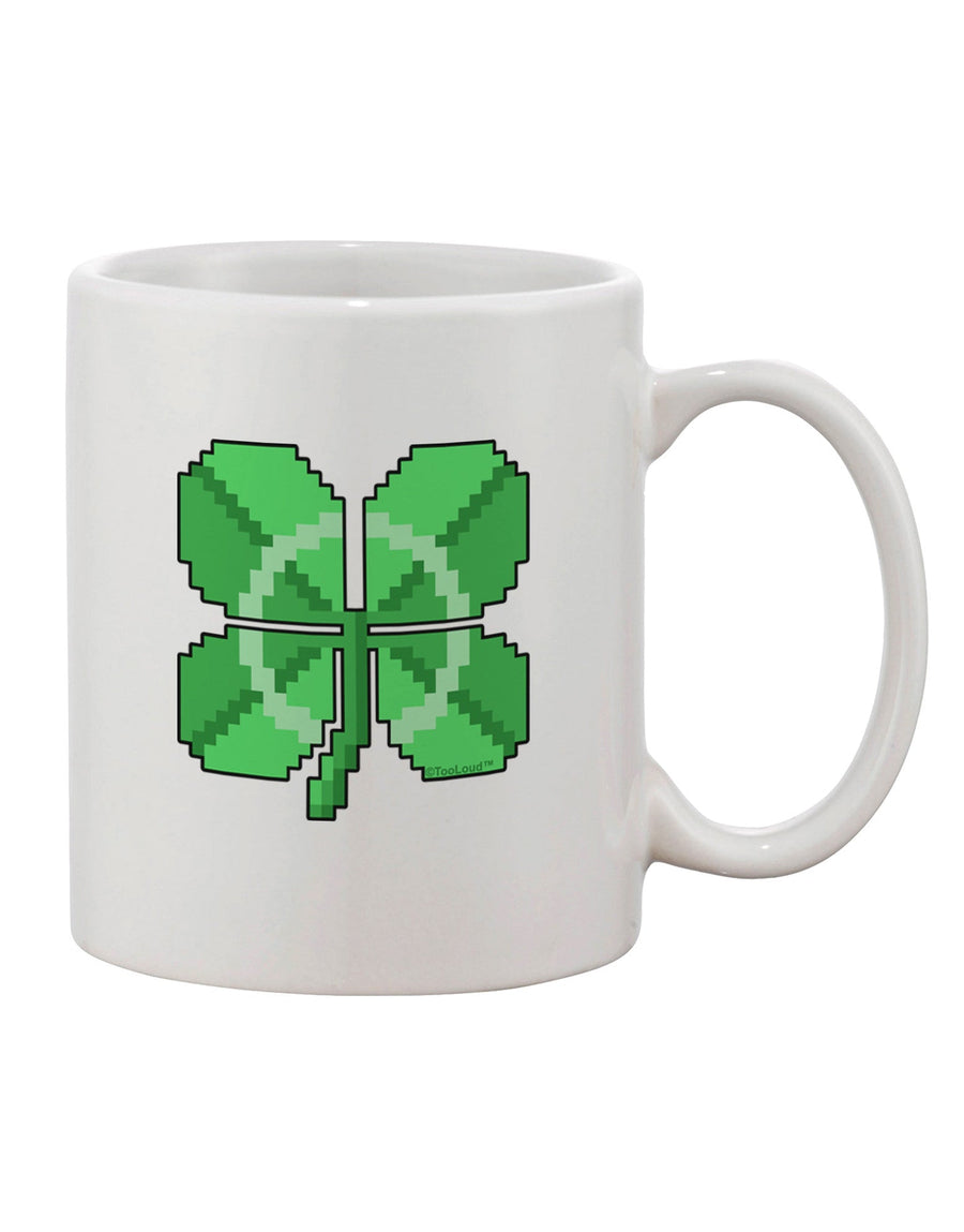 Stylishly Crafted 11 oz Coffee Mug with Pixel Four Leaf Clover Design - TooLoud-11 OZ Coffee Mug-TooLoud-White-Davson Sales