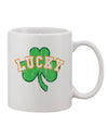 Stylishly Crafted Lucky Shamrock Design Distressed Printed 11 oz Coffee Mug - Expertly Curated by a Drinkware Connoisseur-11 OZ Coffee Mug-TooLoud-White-Davson Sales