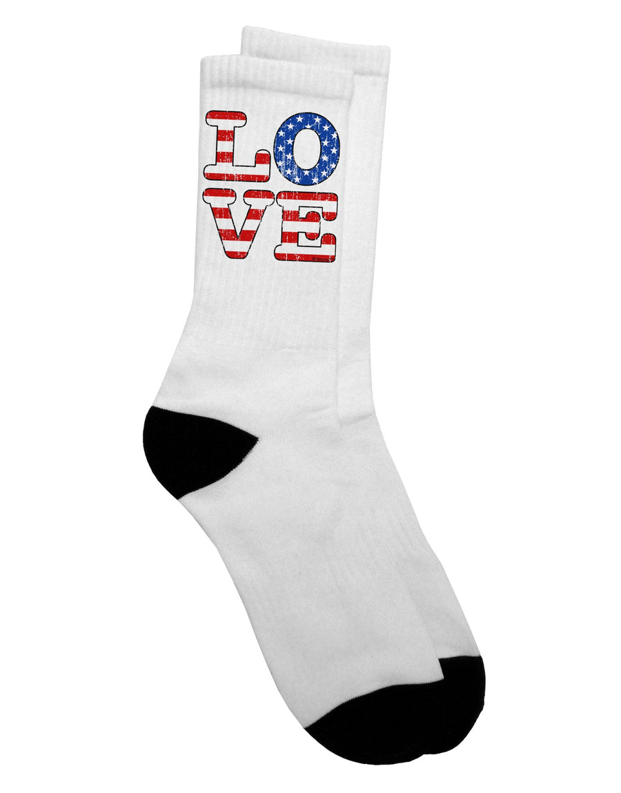 Stylishly Distressed Adult Crew Socks with American Love Design - TooLoud-Socks-TooLoud-White-Ladies-4-6-Davson Sales