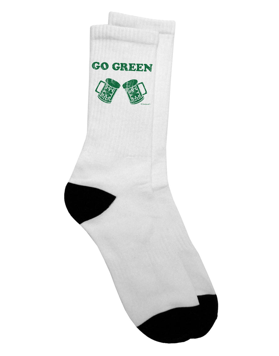 Stylishly Embrace the Spirit of St. Patrick's Day with Go Green - St. Patrick's Day Green Beer Adult Crew Socks by TooLoud