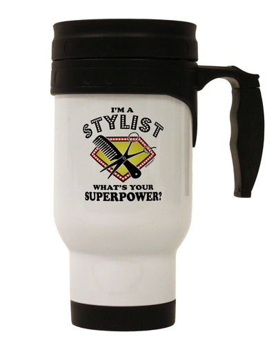 Stylist - Superpower Stainless Steel 14oz Travel Mug-Travel Mugs-TooLoud-White-Davson Sales