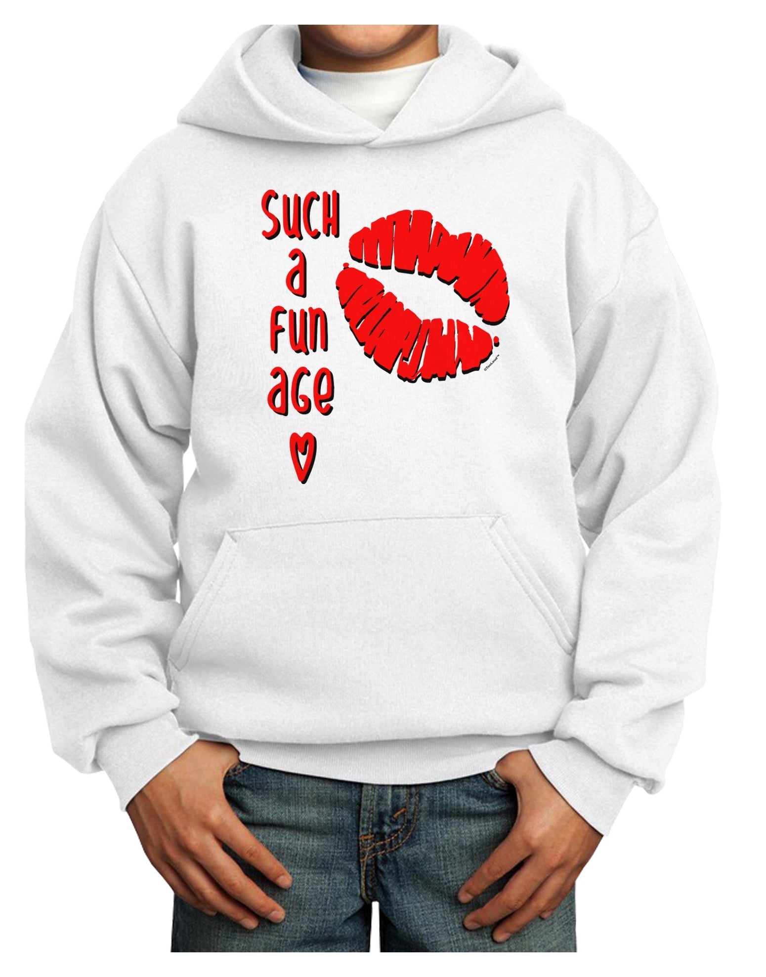 Such a Fun Age Kiss Lips Youth Hoodie Pullover Sweatshirt-Youth Hoodie-TooLoud-White-XS-Davson Sales