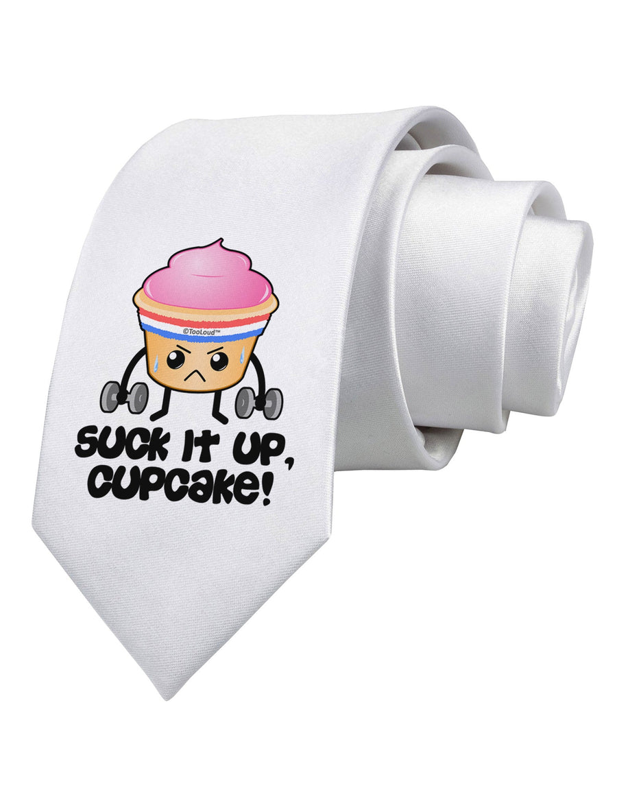 Suck It Up Cupcake Design Printed White Necktie by TooLoud