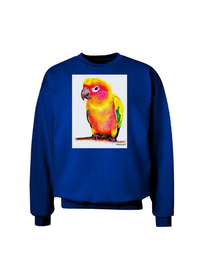 Sun Conure Parrot Watercolor Adult Dark Sweatshirt-Sweatshirts-TooLoud-Deep-Royal-Blue-Small-Davson Sales