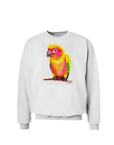 Sun Conure Parrot Watercolor Sweatshirt-Sweatshirts-TooLoud-White-Small-Davson Sales