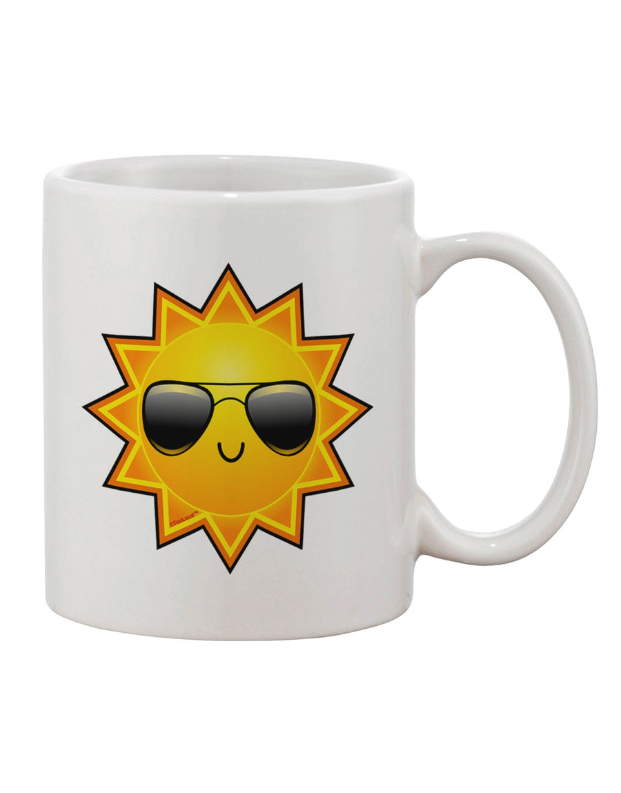 Sun With Sunglasses Design 11 oz Coffee Mug - Expertly Crafted by TooLoud-11 OZ Coffee Mug-TooLoud-White-Davson Sales