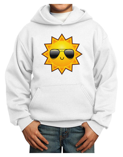 Sun With Sunglasses Youth Hoodie Pullover Sweatshirt-Youth Hoodie-TooLoud-White-XS-Davson Sales