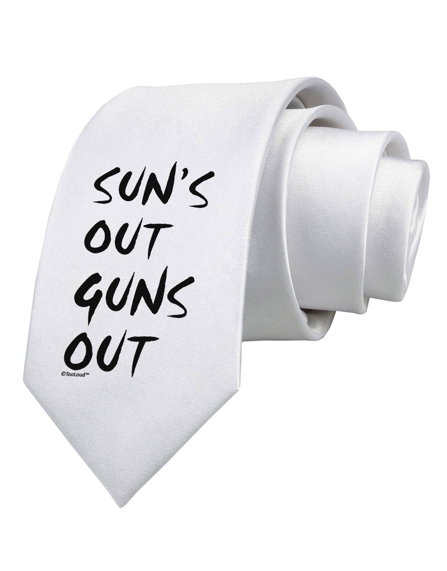 Suns Out Guns Out Printed White Necktie