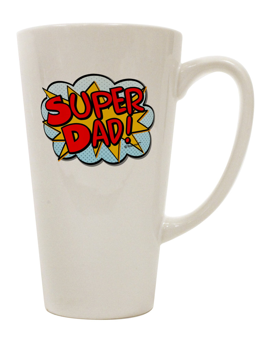 Super Dad - Exquisite Superhero Comic Style 16 Ounce Conical Latte Coffee Mug by TooLoud-Conical Latte Mug-TooLoud-White-Davson Sales