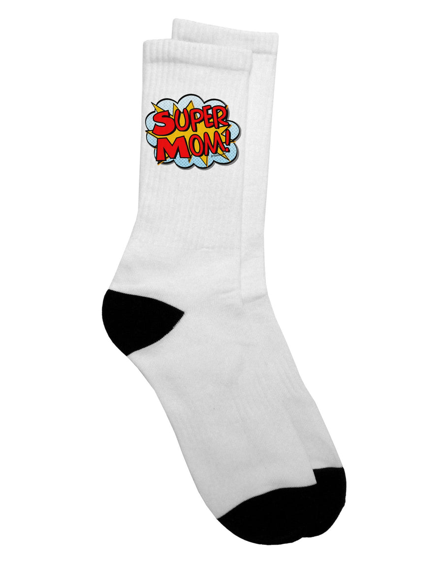 Superhero Comic Style Adult Crew Socks for Super Moms - TooLoud-Socks-TooLoud-White-Ladies-4-6-Davson Sales