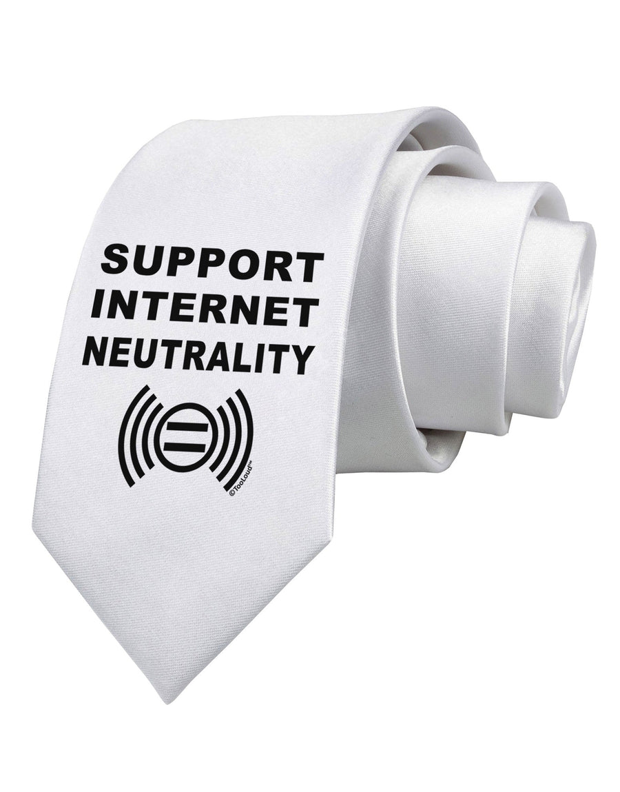 Support Internet Neutrality Printed White Necktie