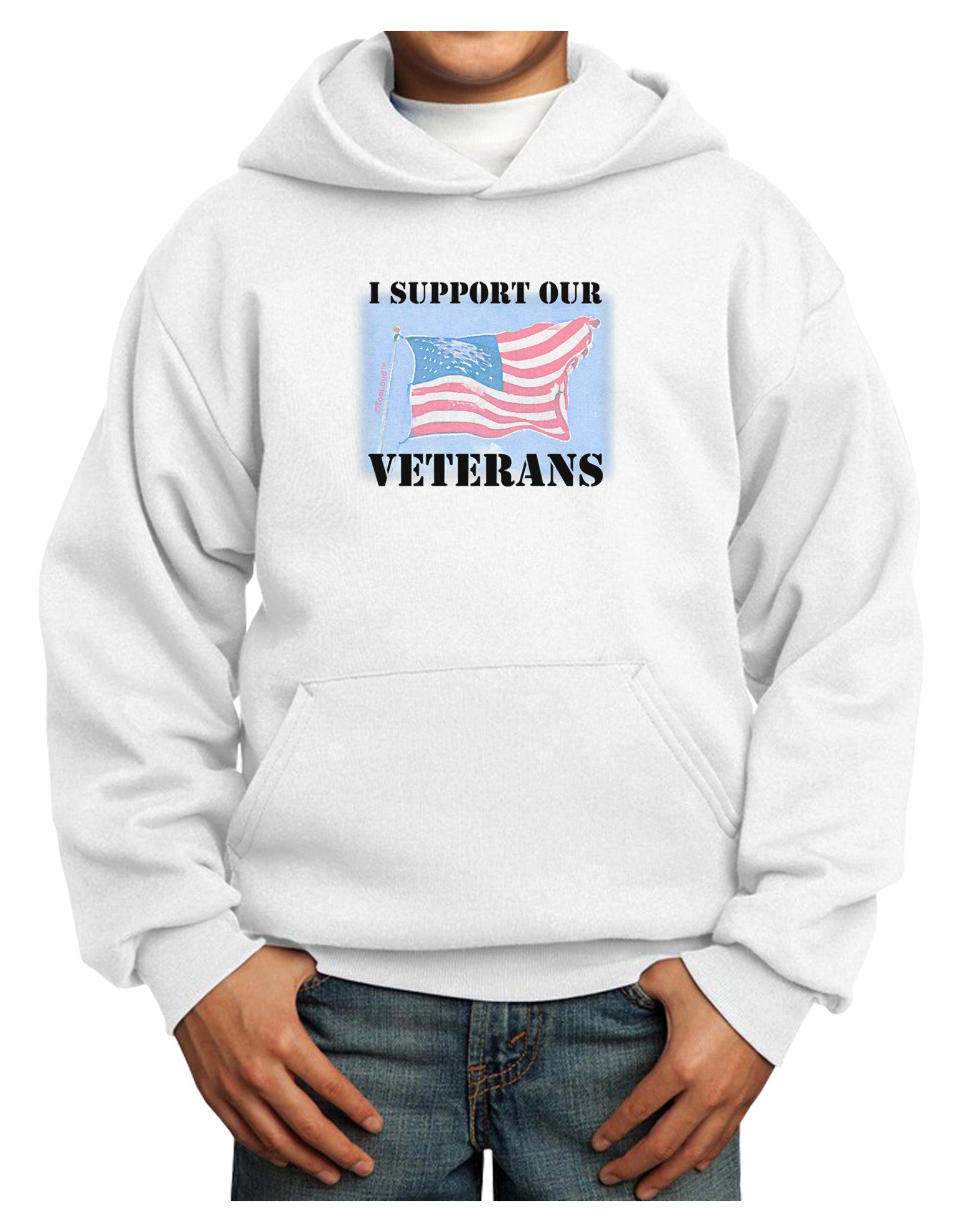 Support Our Veterans Youth Hoodie Pullover Sweatshirt-Youth Hoodie-TooLoud-White-XS-Davson Sales