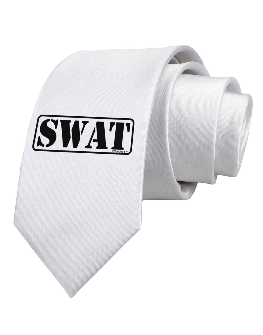 SWAT Team Logo - Text #2 Printed White Necktie by TooLoud