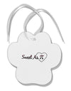 Sweet As Pi Paw Print Shaped Ornament-Ornament-TooLoud-White-Davson Sales