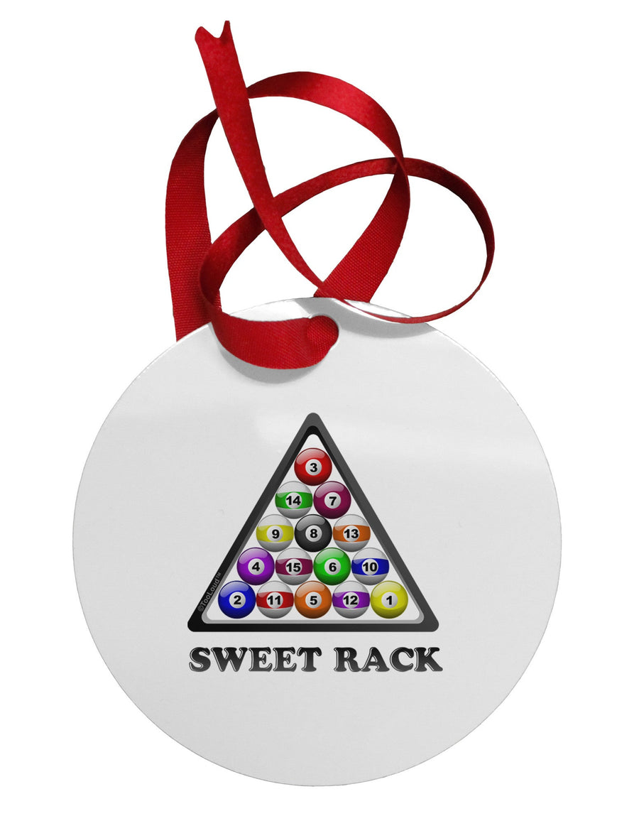 Sweet Rack - Pool Circular Metal Ornament-Ornament-TooLoud-White-Davson Sales