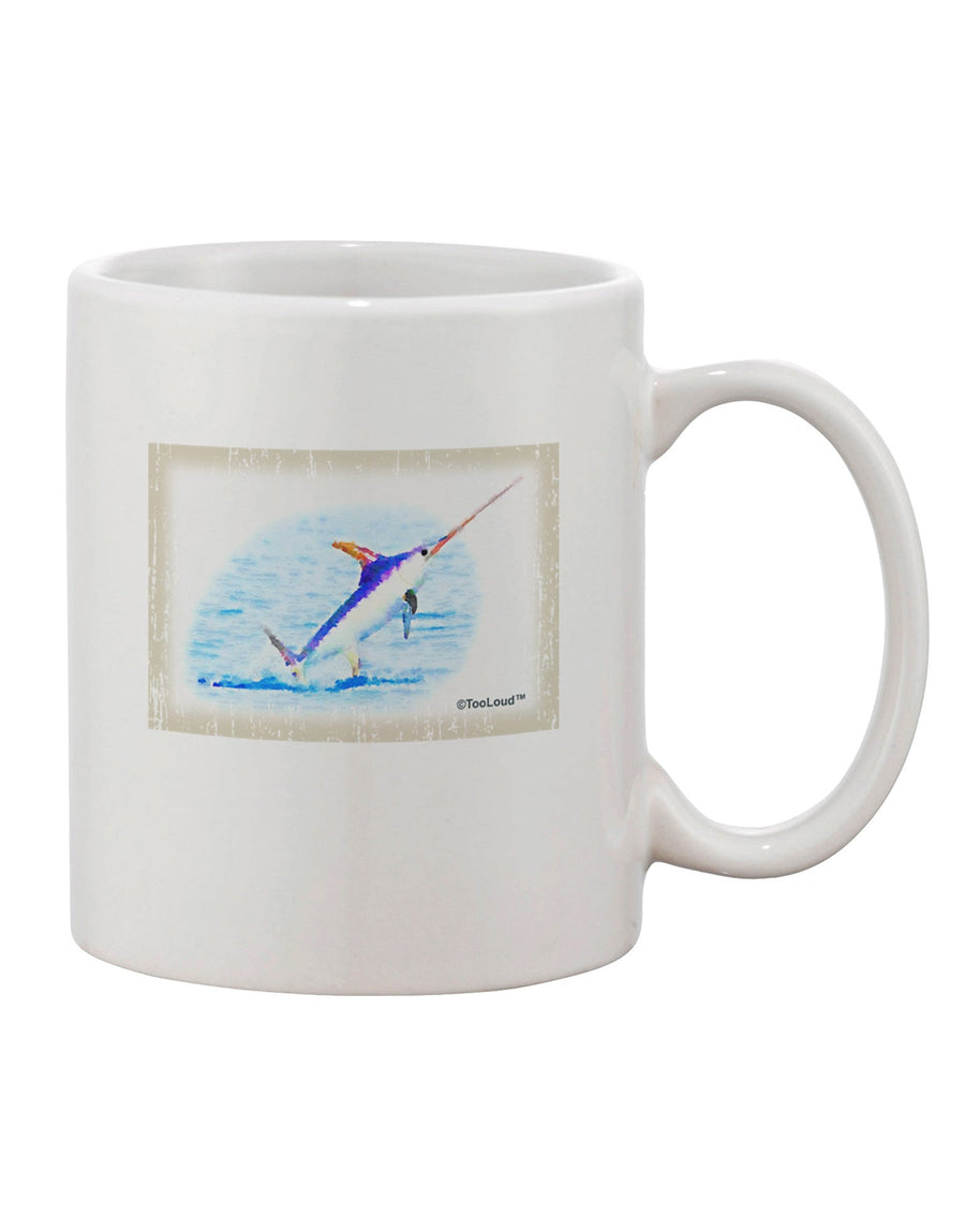 Swordfish Watercolor Printed 11 oz Coffee Mug - Expertly Crafted Drinkware-11 OZ Coffee Mug-TooLoud-White-Davson Sales