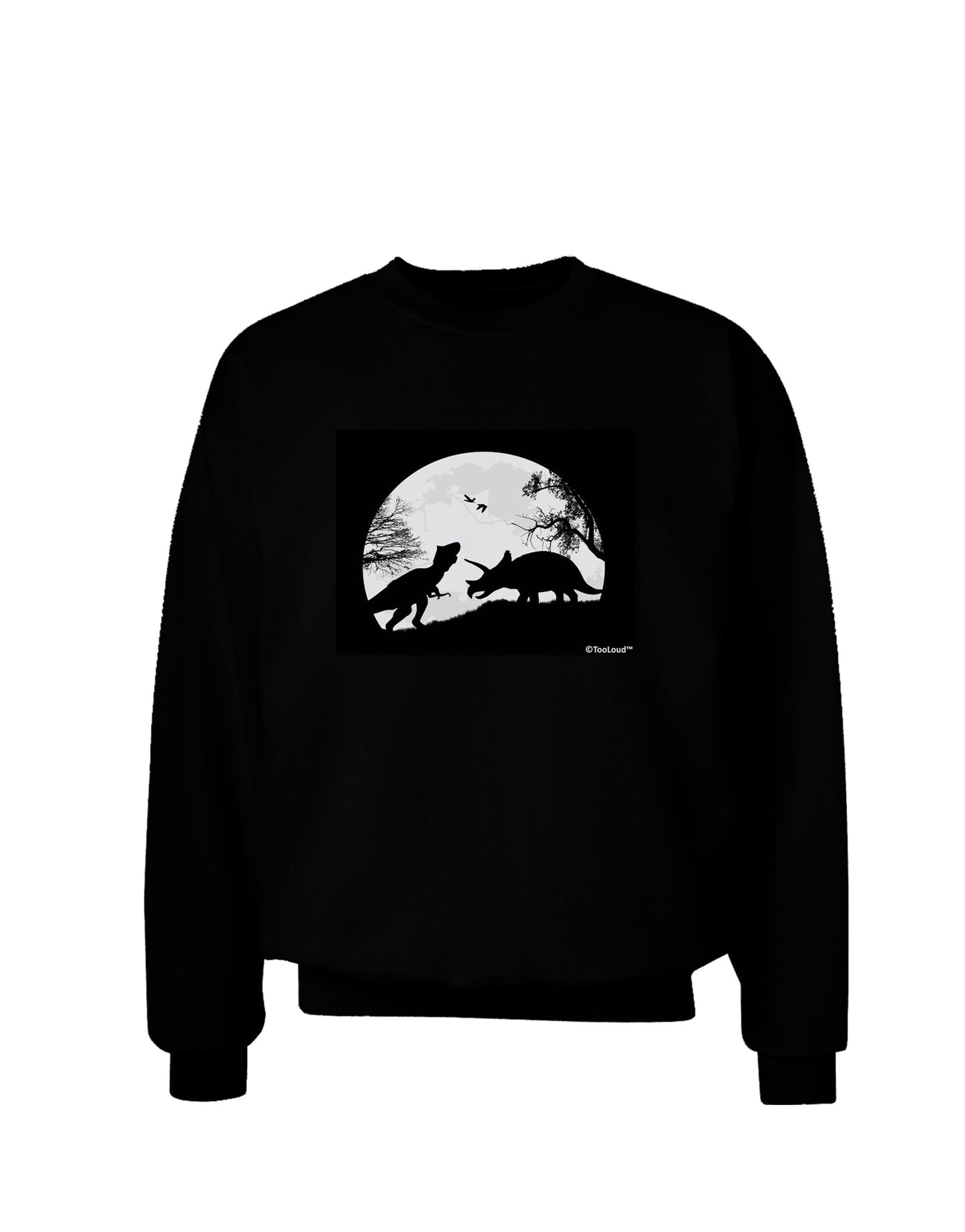 T-Rex and Triceratops Silhouettes Design Adult Dark Sweatshirt by TooLoud-Sweatshirts-TooLoud-Black-Small-Davson Sales