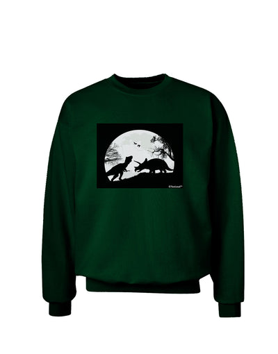 T-Rex and Triceratops Silhouettes Design Adult Dark Sweatshirt by TooLoud-Sweatshirts-TooLoud-Deep-Forest-Green-Small-Davson Sales